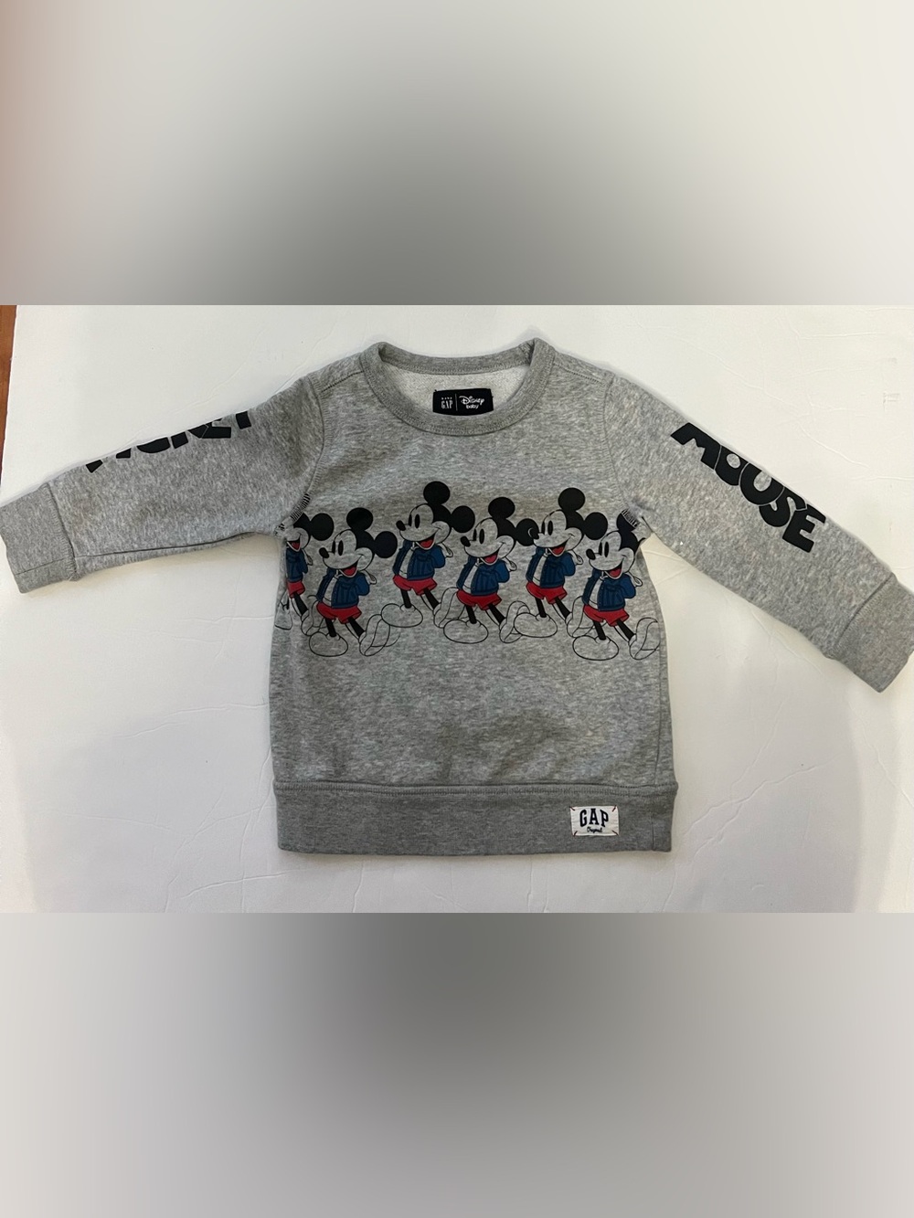GAP x Disney 2T Kids' Gray Mickey Mouse Crewneck Sweatshirt Limited Edition